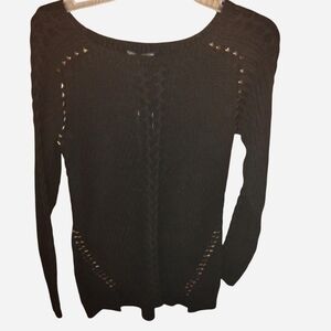 Chelsea & Theodore Black Cotton Cable Knit Studded Sweater - Size L NWT